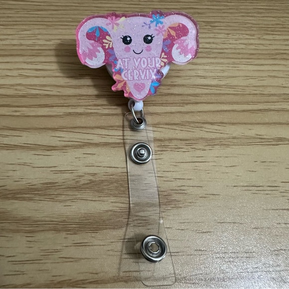 Badge Reel At Your Cervix L/D Postpartum OBGYN Uterus Glitter Name Tag Holder - Picture 2 of 3